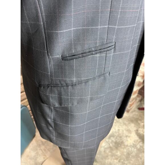 Angelo di Franco suit plaid charcoal white - Picture 8 of 16